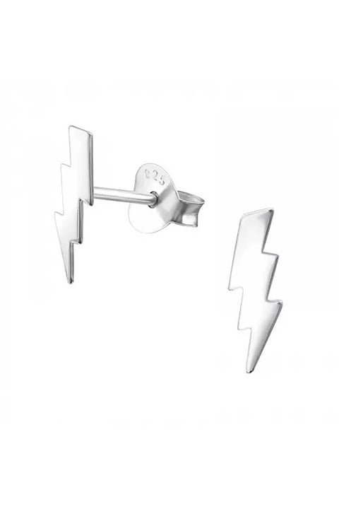 Sterling Silver Lightning Bolt Ear Studs - SS