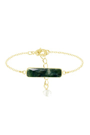 Moss Agate Bar Bracelet - GF