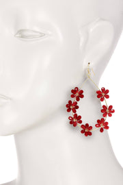 Red Austrian Crystal Flower Bloom Statement Earrings - GF