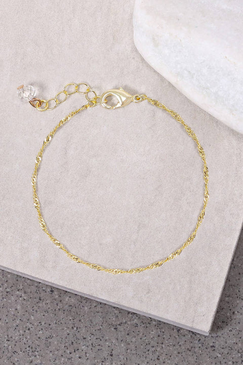 14k Gold Plated 2mm Singapore Chain Bracelet - GP