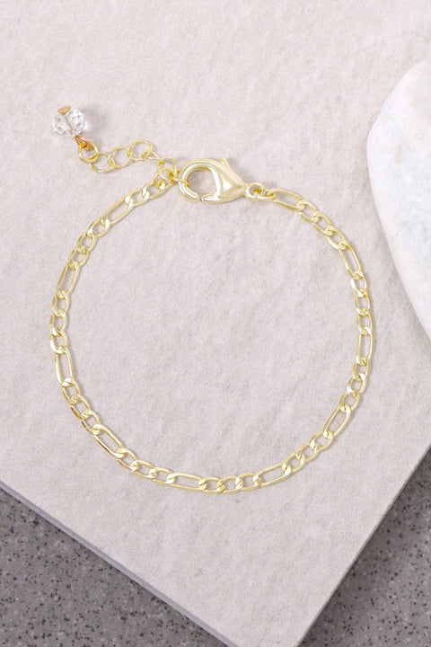 14k Gold Plated 3mm Figaro Chain Bracelet - GP