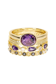 Amethyst CZ Stack Ring Set - GF