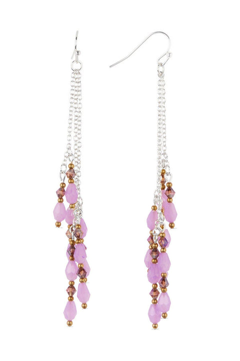 Lavender Crystal Waterfall Earrings - SF