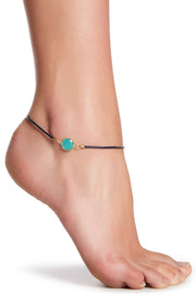 Amazonite Crystal & Leather Anklet - GF