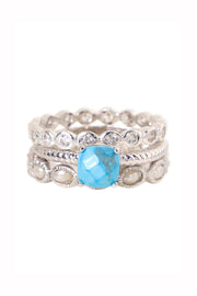 Turquoise & CZ Stack Ring Set - SF