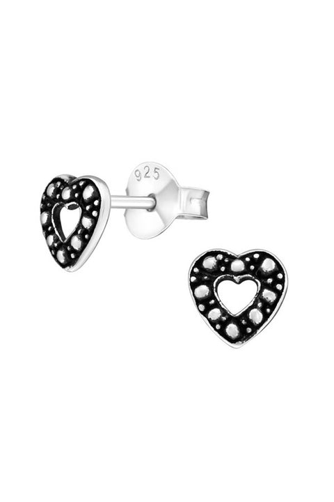 Sterling Silver Heart Ear Studs - SS