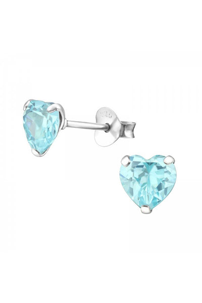 Sterling Silver Heart 6mm Ear Studs With Cubic Zirconia - SS