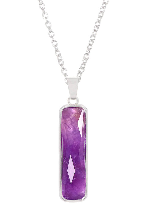 Amethyst Rectangle Pendant Necklace - SF