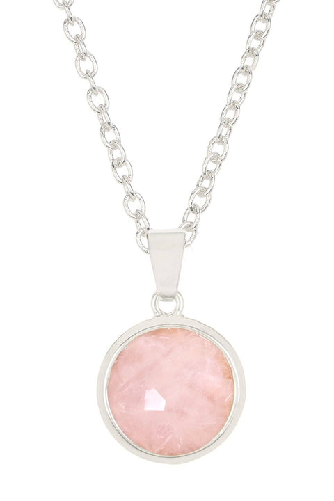 Rose Quartz Round Pendant Necklace - SF