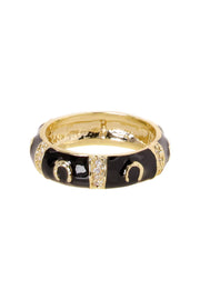 Black Enamel & Micro Pave CZ Band Ring - GF