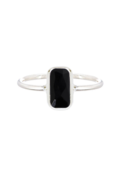 Black Onyx Rectangle Petite Ring - SF