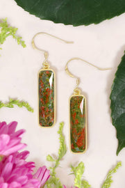 Unakite Rectangle Drop Earrings - GF