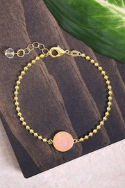 Rose Quartz Beaded Charm Bracelet - GF