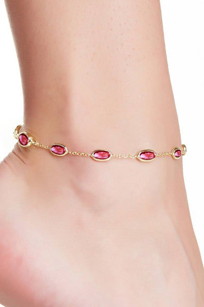 Raspberry Crystal Anklet - GF