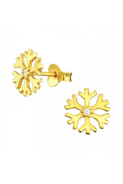 Sterling Silver Snowflake Ear Studs With Cubic Zirconia - VM