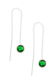 Emerald Crystal Threader Earrings - SF