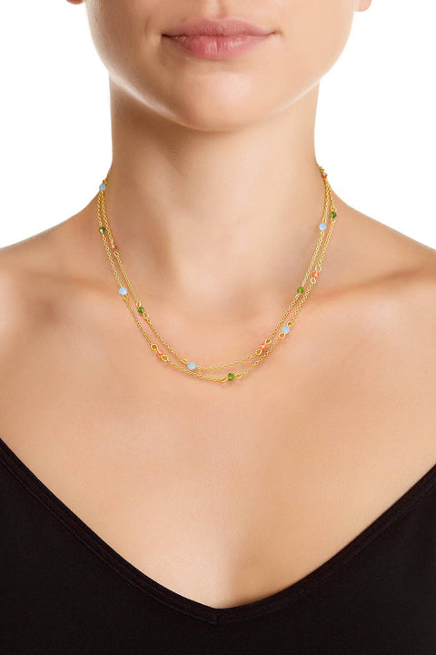 Mixed Austrian Crystal Two Strand Necklace - GF