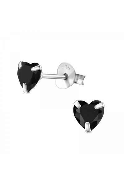 Sterling Silver Heart 5mm Ear Studs With Cubic Zirconia - SS