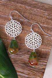 Mixed Jasper & Daisy Disc Drop Earrings - SF