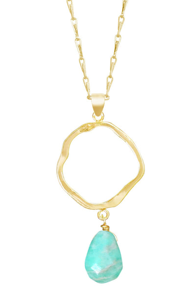 Amazonite & Orbit Pendant Necklace - GF