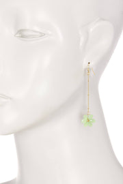 Green Austrian Crystal Flower Bloom Dangle Earrings - GF