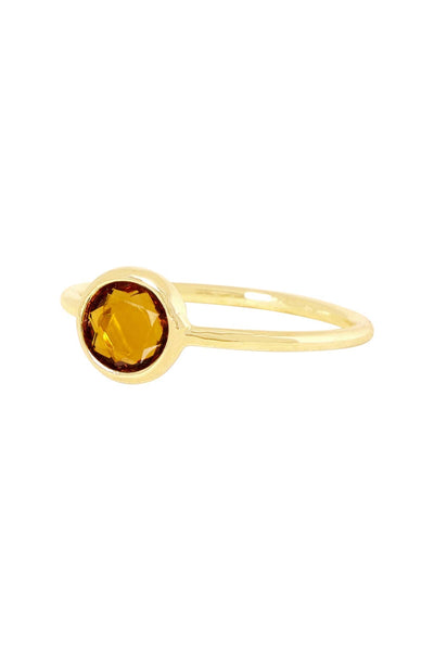 Amber Crystal Petite Round Ring - GF