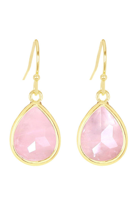 Rose Quartz Teardrop Earrings - GF