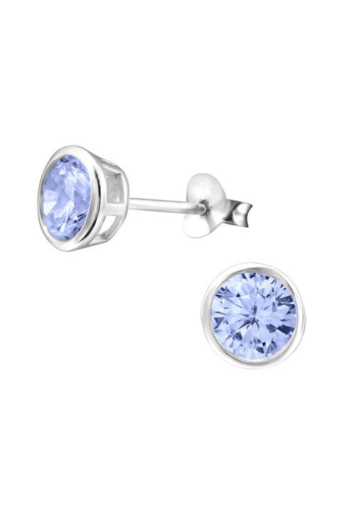 Sterling Silver Round 6mm Ear Studs With Cubic Zirconia - SS