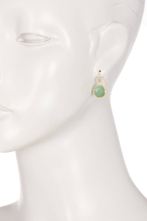 Green Aventurine Round Drop Earrings - GF