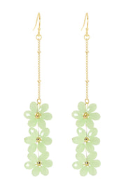 Green Austrian Crystal Flower Bloom Drop Earrings - GF