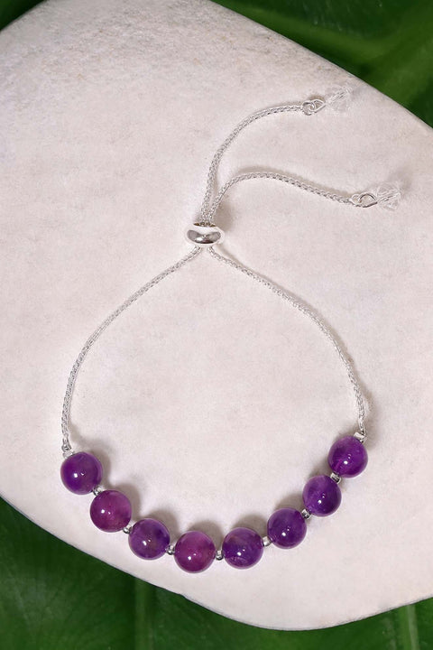 Amethyst Beaded Slider Bracelet - SF