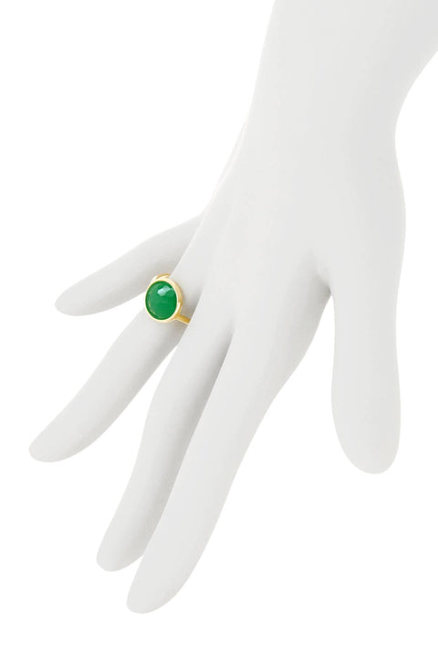 Green Chalcedony Round Ring - GF