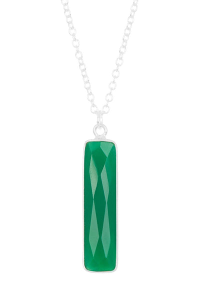 Green Onyx Bar Pendant Necklace - SF