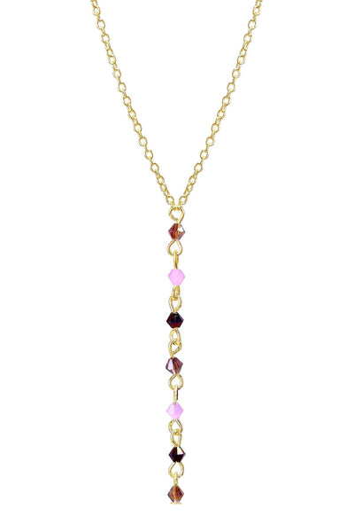 Purple Austrian Crystal Y Necklace - GF