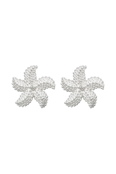 Sterling Silver Plumeria Flower Post Earrings - SS