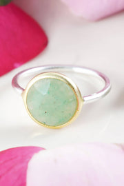 Green Aventurine 2 Tone Plated Ring - SF