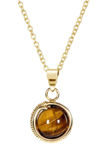 Tiger's Eye Planet Pendant Necklace - GF