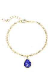 Lapis Beaded Charm Bracelet - GF