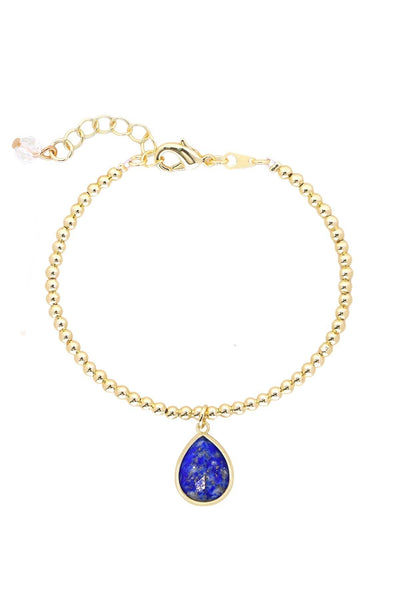 Lapis Beaded Charm Bracelet - GF