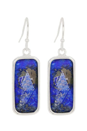 Lapis Rectangle Drop Earrings - SF