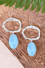 Blue Murano Glass & Freeform Drop Earrings - SF