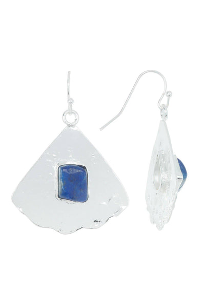 Lapis & Hand Struck Fan Earrings - SF