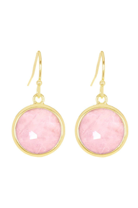 Rose Quartz Fancy Cut Round Earrings - GF