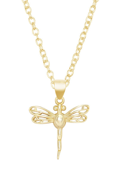 14k Gold Plated Dragonfly Pendant Necklace - GF