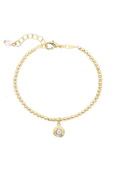 CZ Beaded Charm Bracelet - GF