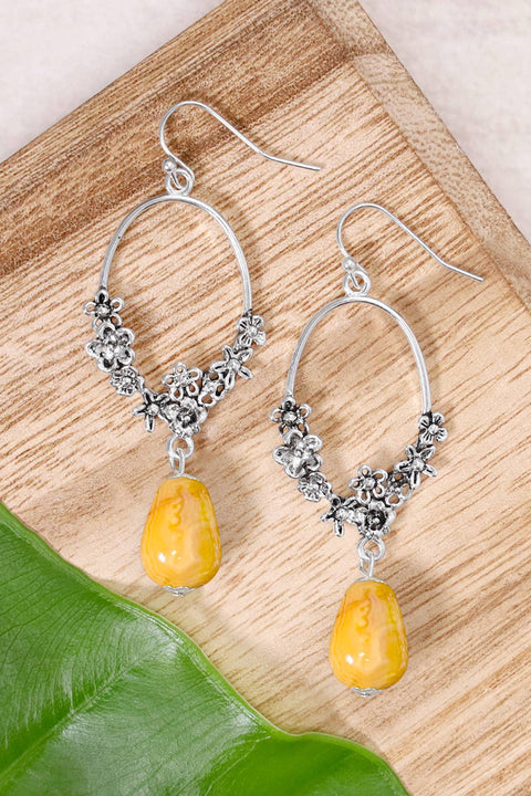 Crazy Lace Agate & Blossoms Drop Earrings - SF