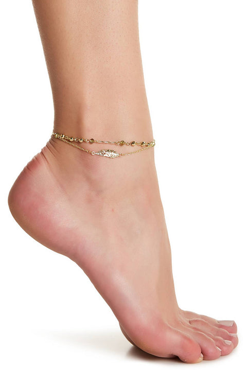 Austrian Crystal & Leaves Anklet - GF