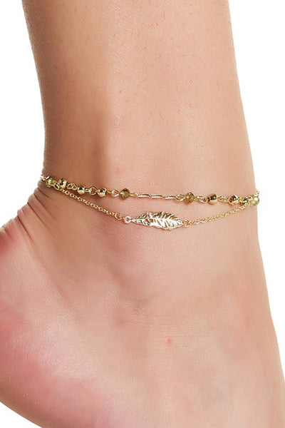 Austrian Crystal & Leaves Anklet - GF