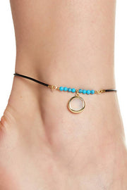 Moonstone Crystal & Turquoise Anklet - GF