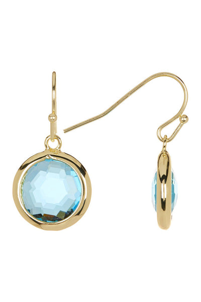 Sky Blue Crystal Round Drop Earrings - GF